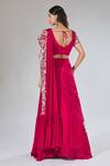 Shop_Samyukta Singhania_Red Chiffon, Silk Embroidery, Zari, Pearls, Sequins Draped Lehenga Set_at_Aza_Fashions
