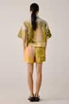 Shop_Cord_Multi Color Linen Shawl Neck Dale Print Boxy Shirt And Shorts Set _at_Aza_Fashions