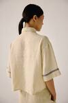 Shop_Cord_Cream Linen Embroidery Shawl Neck Floral Vine Boxy Shirt _at_Aza_Fashions