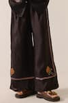 Shop_Cord_Black Linen Embroidery Floral Scallop Lounge Pant _Online_at_Aza_Fashions