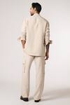 Shop_S&N by Shantnu Nikhil_Beige Cotton Linen Blend Plain Shirt With Collar _at_Aza_Fashions