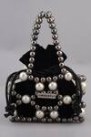 Shop_MODARTA_Black Pearl Embellished Potli Handbag _at_Aza_Fashions