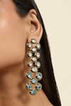 Shop_Isharya_Multi Color Crystals Dangler Earrings _Online_at_Aza_Fashions