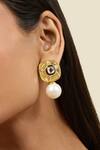 Buy Isharya Gold Plated Crystals Pearl Drop Earrings Online at Aza Fashions Buy_Isharya_Gold Plated Crystals Pearl Drop Earrings _Online_at_Aza_Fashions