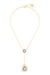 Shop Isharya Gold Plated Crystal Pendant Necklace at Aza Fashions Shop_Isharya_Gold Plated Crystal Pendant Necklace_at_Aza_Fashions