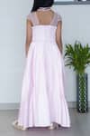 Shop_Petite Pomme_Pink Silk, Cotton Sequins, Fringe Embroidered Gown _at_Aza_Fashions
