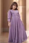 Buy_Samyukta Singhania_Purple Shimmer Gathered Long Gown _at_Aza_Fashions