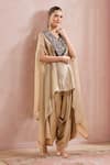 Buy_Prisho_Gold Embroidered Floral Kaftan V Neck And Draped Pant Set _at_Aza_Fashions