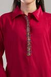 Buy Naintara Bajaj Red Polyester Embroidery Shawl Neck Seed Bead Kurta Set Online at Aza Fashions Buy_Naintara Bajaj_Red Polyester Embroidery Shawl Neck Seed Bead Kurta Set _Online_at_Aza_Fashions