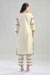 Shop_Samyukta Singhania_Cream Kurta And Pant Raw Silk Embroidered Aari Work Scoop Set _at_Aza_Fashions