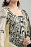 Samyukta Singhania_Cream Kurta And Pant Raw Silk Embroidered Aari Work Scoop Set _at_Aza_Fashions