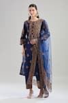 Buy Samyukta Singhania Blue Silk, Cotton, Net Embroidery Round Neck Floral Aari Kurta Pant Set at Aza Fashions Buy_Samyukta Singhania_Blue Silk, Cotton, Net Embroidery Round Neck Floral Aari Kurta Pant Set _at_Aza_Fashions