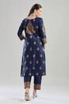 Shop Samyukta Singhania Blue Silk, Cotton, Net Embroidery Round Neck Floral Aari Kurta Pant Set at Aza Fashions Shop_Samyukta Singhania_Blue Silk, Cotton, Net Embroidery Round Neck Floral Aari Kurta Pant Set _at_Aza_Fashions