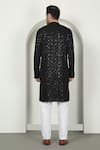 Shop_Aham-Vayam_Black Cotton Embroidery Thread Kurta Set _at_Aza_Fashions