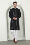 Buy Aham-Vayam Black Cotton Sequins, Embroidery Kurta Set at Aza Fashions Buy_Aham-Vayam_Black Cotton Sequins, Embroidery Kurta Set _at_Aza_Fashions