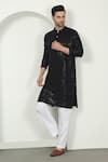 Aham-Vayam Black Cotton Sequins, Embroidery Kurta Set at Aza Fashions Aham-Vayam_Black Cotton Sequins, Embroidery Kurta Set _at_Aza_Fashions