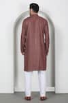 Shop_Aham-Vayam_Brown Cotton Embroidery Thread Chevron Kurta Set _at_Aza_Fashions