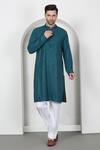 Buy_Aham-Vayam_Green Cotton Sequins, Embroidery Teal Kurta Set _at_Aza_Fashions