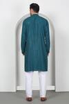 Shop_Aham-Vayam_Green Cotton Sequins, Embroidery Teal Kurta Set _at_Aza_Fashions