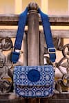 Buy_Grassroot By Anita Dongre_Blue Dhurrie Woven Crossbody Bag _at_Aza_Fashions