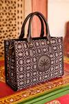 Shop_Grassroot By Anita Dongre_Brown Woven Dhurrie Tote Bag _at_Aza_Fashions