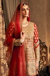 Shop Rimple And Harpreet Narula Red Tulle, Georgette Gota Patti, Pearls Round Embroidered Kurta Set With Sharara at Aza Fashions Shop_Rimple And Harpreet Narula_Red Tulle, Georgette Gota Patti, Pearls Round Embroidered Kurta Set With Sharara _at_Aza_Fashions