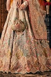 Rimple And Harpreet Narula_Blue Tulle Beads, Tassels, Pearls, Embroidery, Sequins V-neck Lehenga Blouse Set _Online_at_Aza_Fashions