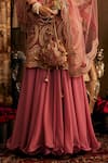 Rimple And Harpreet Narula_Pink Tulle, Georgette Sequins, Zari, Embroidery Round Neck Kurta Sharara Set _Online_at_Aza_Fashions