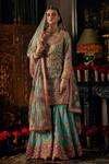 Buy_Rimple And Harpreet Narula_Blue Tulle Embroidery, Sequins Round Neck Kurta Sharara Set _at_Aza_Fashions