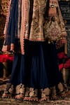 Rimple And Harpreet Narula_Navy Tulle Pearls, Zari, Sequins Mughal Miniatures Embroidered Anarkali Set _Online_at_Aza_Fashions