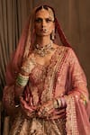 Shop_Rimple And Harpreet Narula_Pink Tulle Beads, Sequins V-neck Floral Embroidered Lehenga Set _at_Aza_Fashions