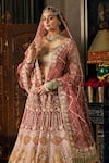 Shop_Rimple And Harpreet Narula_Pink Tulle Pearls, Sequins, Zari, Beads, Embroidery Botanical Lehenga Set _at_Aza_Fashions