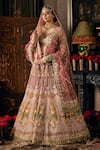 Buy_Rimple And Harpreet Narula_Pink Tulle Pearls, Sequins, Zari, Beads, Embroidery Botanical Lehenga Set _at_Aza_Fashions