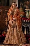 Buy_Rimple And Harpreet Narula_Orange Tulle Pearls, Sequins, Embroidery Peacock Motif Marodi Set _at_Aza_Fashions