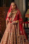 Shop_Rimple And Harpreet Narula_Red Tulle Pearls, Zari, Embroidery Mughal Motif Lehenga Set _at_Aza_Fashions