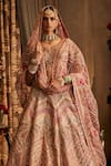 Shop_Rimple And Harpreet Narula_Pink Tulle Pearls, Sequins Marodi Embroidered Bridal Lehenga Set _at_Aza_Fashions
