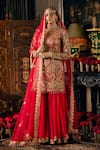 Buy_Rimple And Harpreet Narula_Red Tulle, Georgette Sequins, Applique, Art Deco Bloom Kurta Sharara Set _at_Aza_Fashions