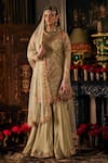 Buy_Rimple And Harpreet Narula_Green Tulle, Georgette Sequins, Applique, Art Deco Blossom Kurta Sharara Set _at_Aza_Fashions