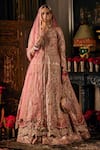 Buy_Rimple And Harpreet Narula_Pink Tulle Pearls, Sequins Round Neck Floral Jaal Embroidered Kalidar Jacket Set _at_Aza_Fashions
