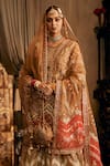 Shop_Rimple And Harpreet Narula_Gold Tulle Pearls, Sequins, Embroidery Round Neck Kurta Sharara Set _at_Aza_Fashions