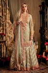 Buy_Rimple And Harpreet Narula_Blue Tulle Embroidery, Pearls, Zari Round Neck Floral Kurta Sharara Set _at_Aza_Fashions