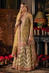 Buy_Rimple And Harpreet Narula_Green Tulle Pearls, Sequins, Embroidery, Zari Round Floral Kurta Sharara Set _at_Aza_Fashions