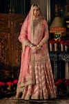 Buy_Rimple And Harpreet Narula_Pink Tulle Pearls, Sequins, Embroidery, Zari Round Floral Kurta Sharara Set _at_Aza_Fashions