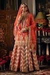 Buy_Rimple And Harpreet Narula_Orange Tulle Pearls, Zari, Embroidery, Sequins Round Floral Kurta Sharara Set _at_Aza_Fashions