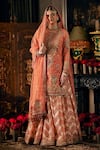 Buy_Rimple And Harpreet Narula_Peach Tulle Pearls, Zari, Embroidery, Sequins Round Floral Kurta Sharara Set _at_Aza_Fashions