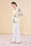 Buy_Grassroot By Anita Dongre_Ivory Cotton, Silk, Viscose Embroidery Collared Thread Shirt _Online_at_Aza_Fashions