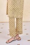Shop_Grassroot By Anita Dongre_Yellow Viscose, Modal Embroidery Keyhole Neck Ajrakh Print Kurta Set _Online_at_Aza_Fashions