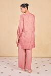 Shop_Grassroot By Anita Dongre_Pink Viscose, Silk Embroidery Round Neck Floral Print Kurta And Pant Set _at_Aza_Fashions