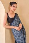 Grassroot By Anita Dongre_Blue 62.5% Viscose 37.5% Modal Printed Geometric Saree And Unstitched Blouse _Online_at_Aza_Fashions