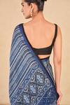 Shop_Grassroot By Anita Dongre_Blue 62.5% Viscose 37.5% Modal Printed Geometric Saree And Unstitched Blouse _Online_at_Aza_Fashions